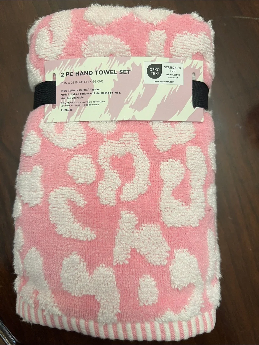 Betsey Johnson Pink & White Leopard Print Hand Towels - 2 Piece Set